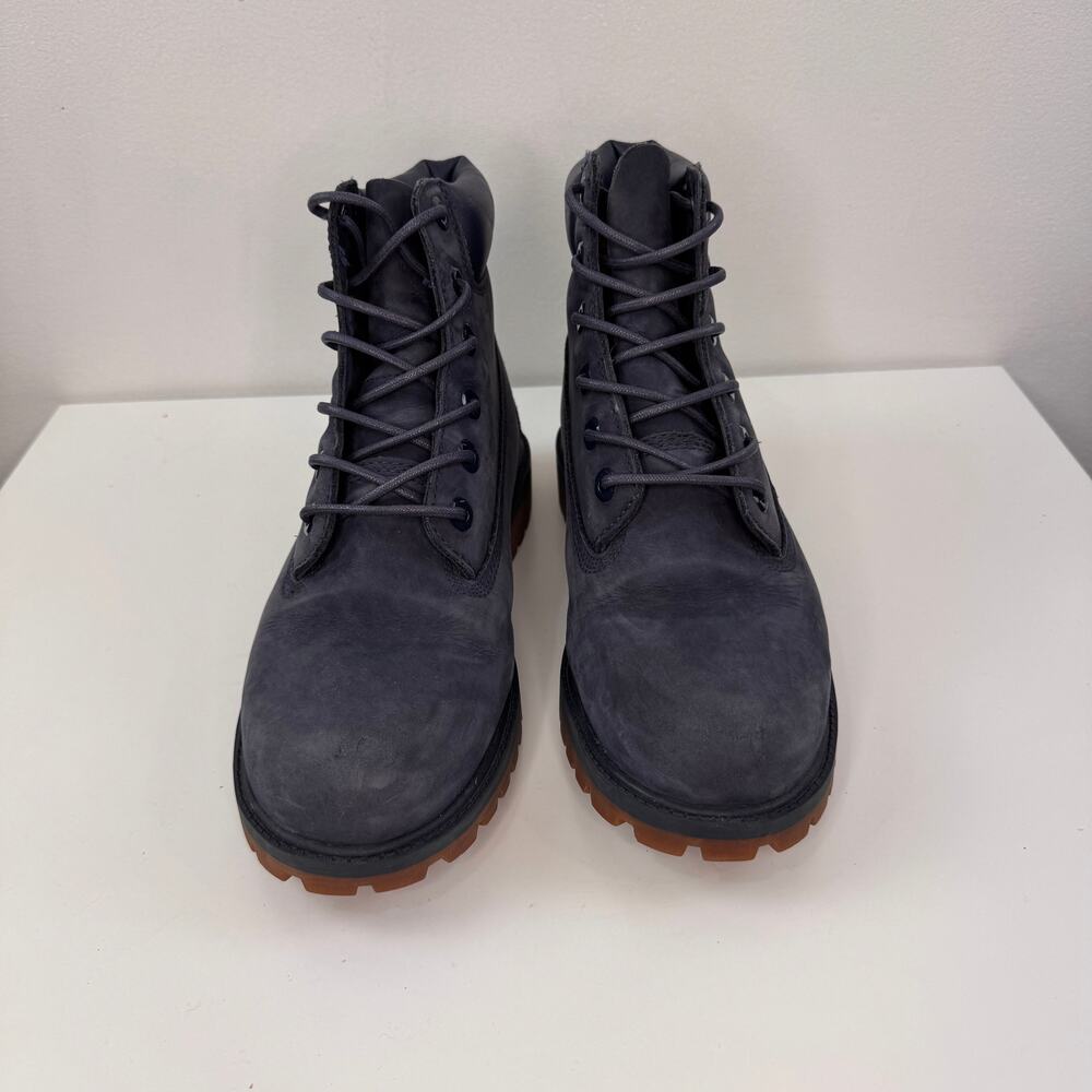 TIMBERLAND Boys Boots 6 Navy Blue Nubuck Premium Waterproof 6" Combat Boot 3793A - Picture 3 of 9